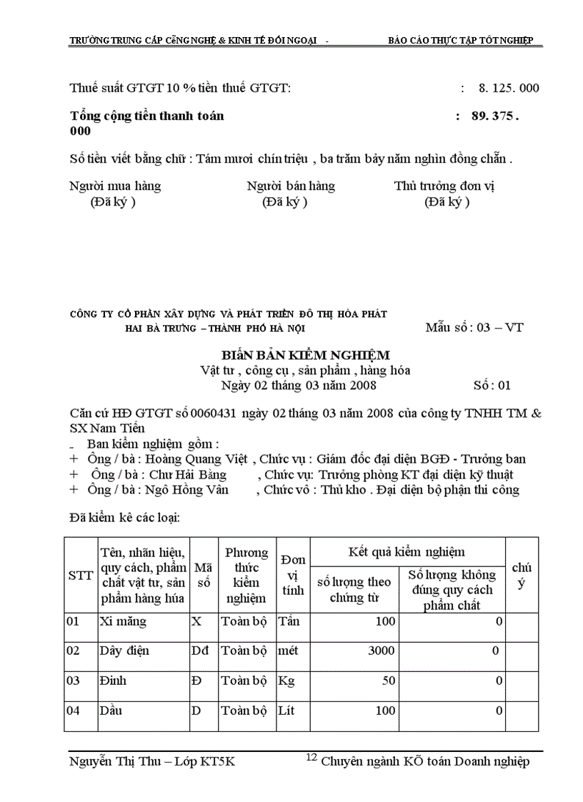 image for page Một số ý kiến nhận xét và đề xuất về công tác kế toán tại Công ty cổ phần xây dựng và phát triển đô thị Hoà Phát .