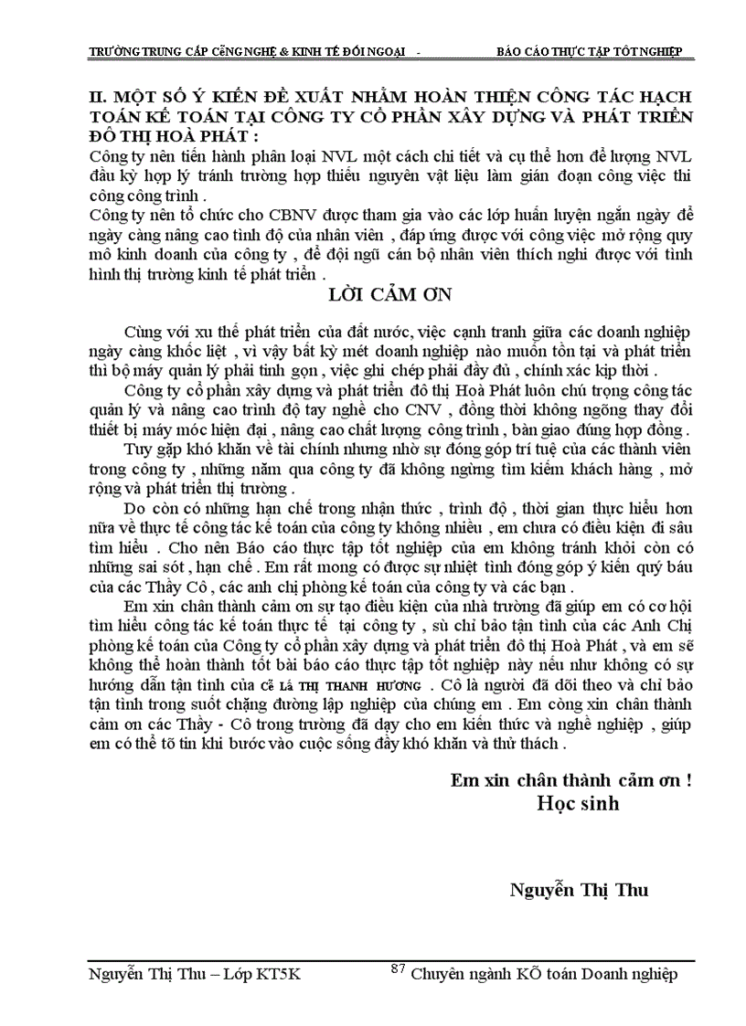 image for page Một số ý kiến nhận xét và đề xuất về công tác kế toán tại Công ty cổ phần xây dựng và phát triển đô thị Hoà Phát .