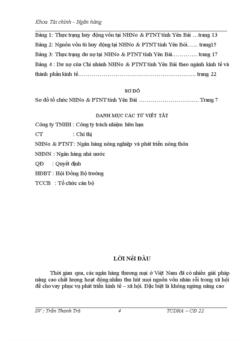 image for page Thực trạng nguồn vốn và sử dụng vốn tại NHNo & PTNT tỉnh Yên Bái