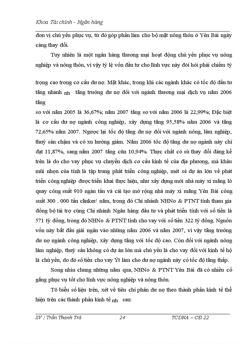 image for page Thực trạng nguồn vốn và sử dụng vốn tại NHNo & PTNT tỉnh Yên Bái