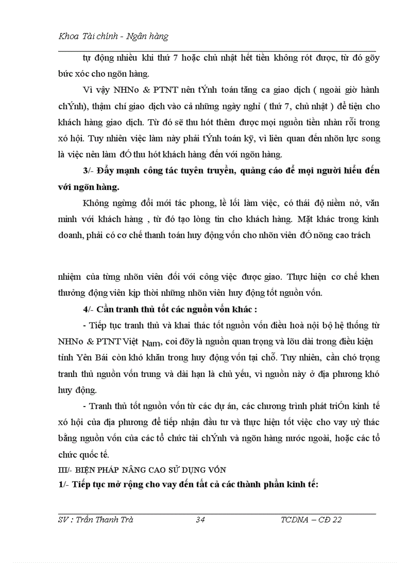 image for page Thực trạng nguồn vốn và sử dụng vốn tại NHNo & PTNT tỉnh Yên Bái