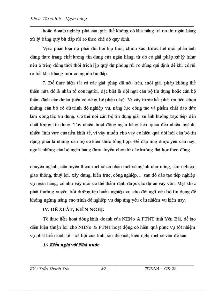 image for page Thực trạng nguồn vốn và sử dụng vốn tại NHNo & PTNT tỉnh Yên Bái