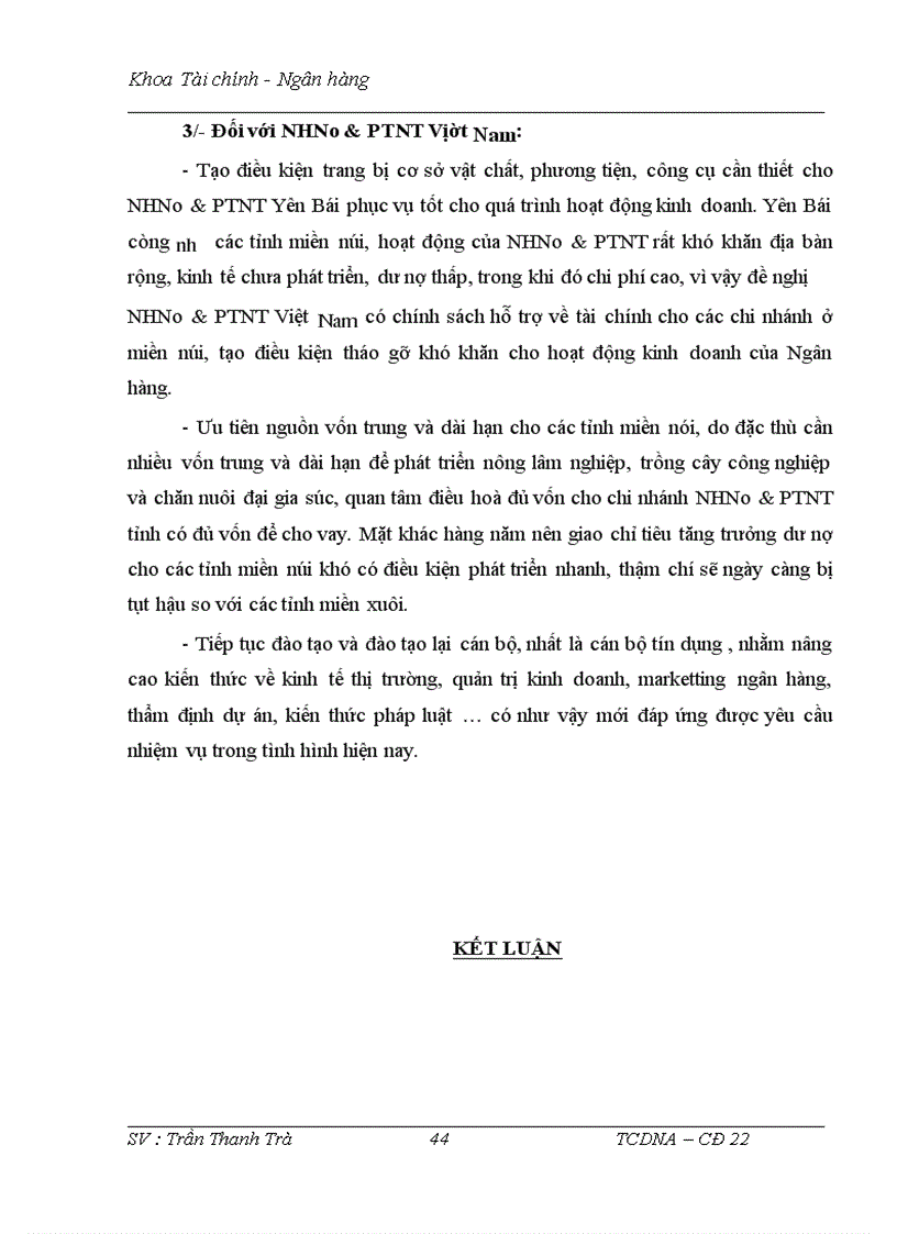 image for page Thực trạng nguồn vốn và sử dụng vốn tại NHNo & PTNT tỉnh Yên Bái