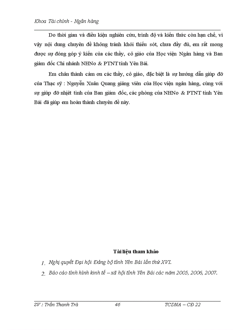 image for page Thực trạng nguồn vốn và sử dụng vốn tại NHNo & PTNT tỉnh Yên Bái