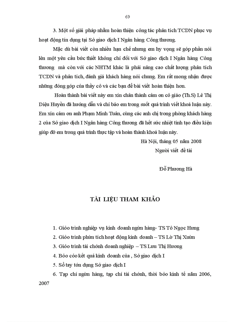 image for page Hoàn thiện công tác phân tích tài chính doanh nghiệp phục vụ hoạt động tín dụng tại Sở giao dịch I Ngân hàng Công thương