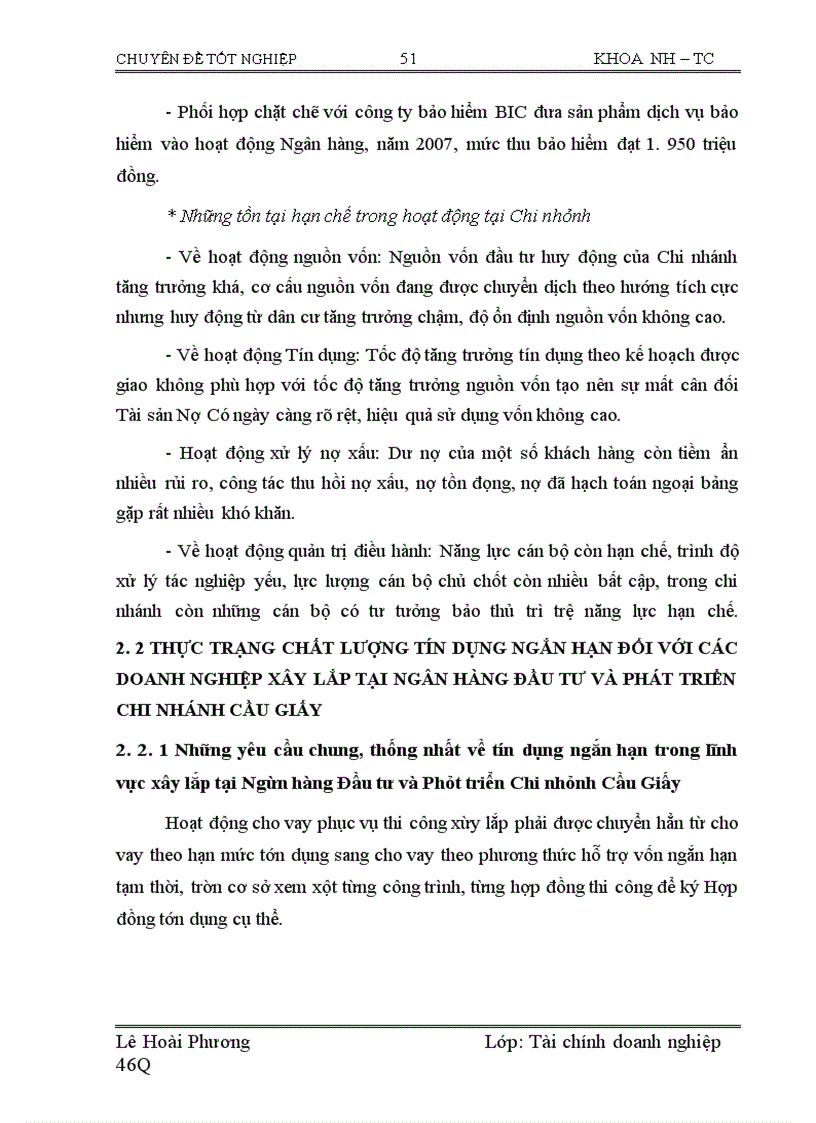 image for page Nâng cao chất lượng tín dụng ngắn hạn đối với các doanh nghịêp xây lắp tại Ngân hàng Đầu tư và Phát triển Chi nhánh Cầu Giấy.