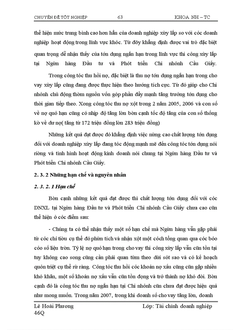 image for page Nâng cao chất lượng tín dụng ngắn hạn đối với các doanh nghịêp xây lắp tại Ngân hàng Đầu tư và Phát triển Chi nhánh Cầu Giấy.