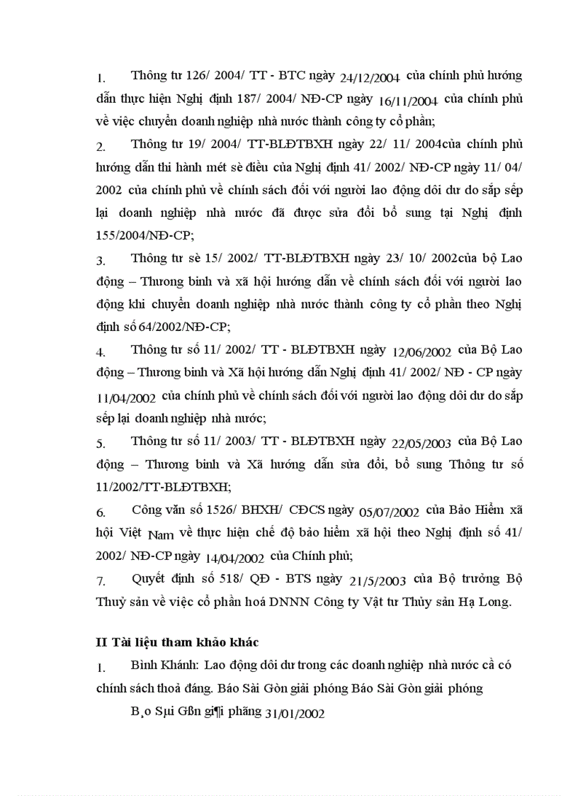 image for page Những vấn đề pháp lý về chính sách đối với người lao động trong quá trình cổ phần hoá Công ty Vật tư Thuỷ sản Hạ Long