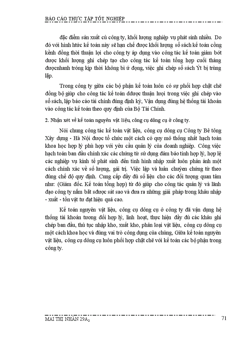 image for page Kế toán nguyên vật liệu, công cụ dụng cụ tại Công ty Bê tông Xây dựng - Hà Nội