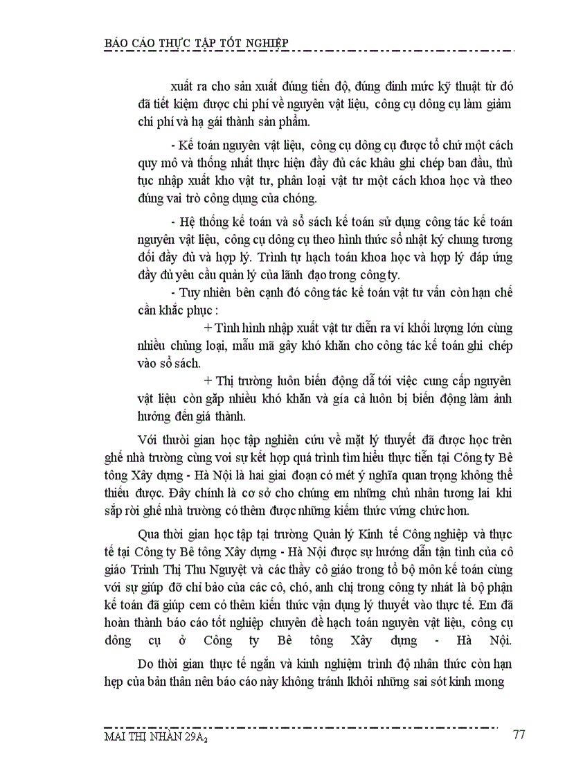 image for page Kế toán nguyên vật liệu, công cụ dụng cụ tại Công ty Bê tông Xây dựng - Hà Nội