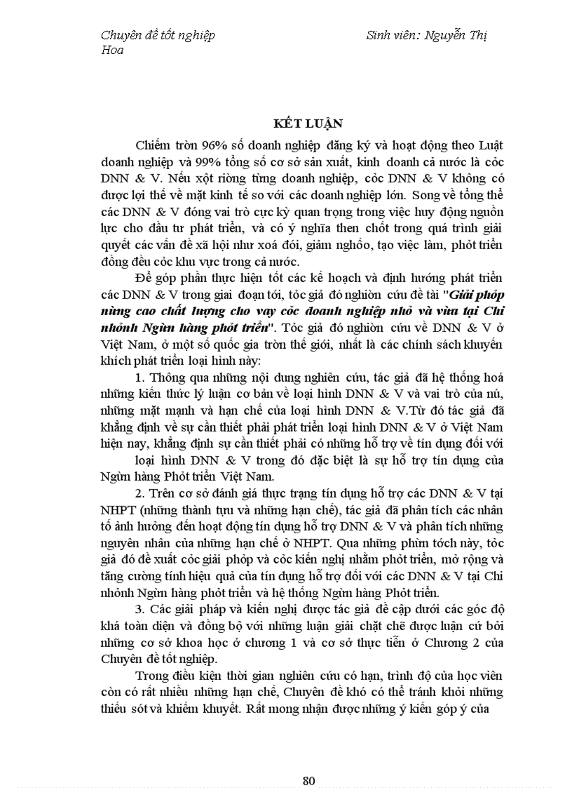 image for page Giải pháp nâng cao chất lượng cho vay các doanh nghiệp nhỏ và vừa tại Chi nhánh Ngân hàng phát triển