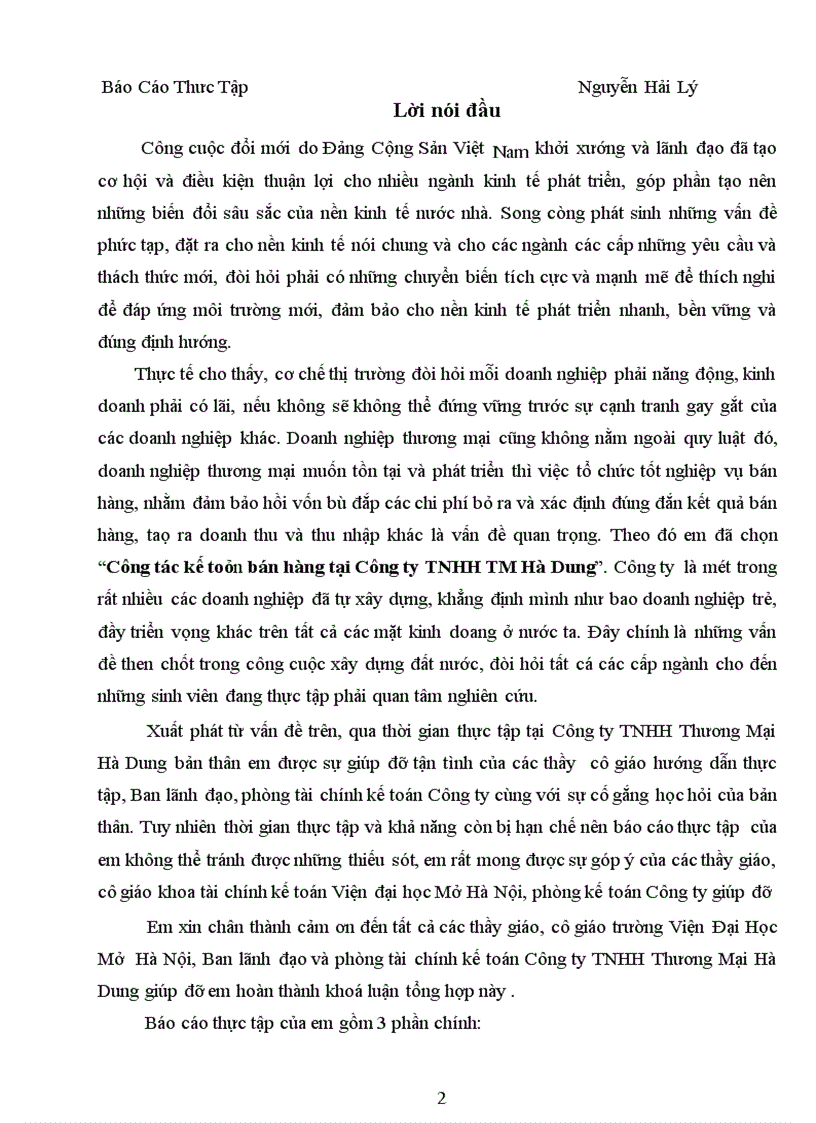 image for page Công tác kế toán bán hàng tại Công ty TNHH TM Hà Dung