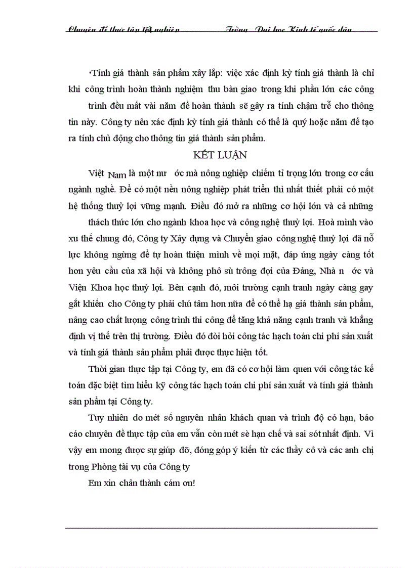image for page Hoàn thiện công tác hạch toán chi phí sản xuất và tính giá thành sản phẩm xây lắp tại Công ty Xây dựng và Chuyển giao công nghệ thuỷ lợi