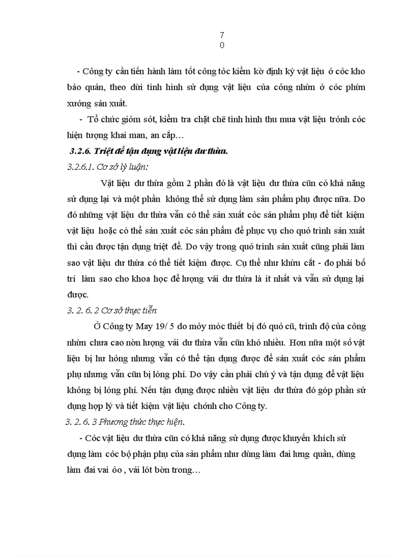 image for page Sử dụng hợp lý và tiết kiệm vật liệu chính ở Công ty May 19/5 - Bộ Công An