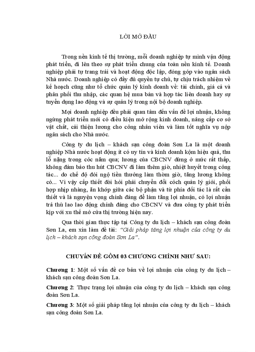 image for page Giải pháp tăng lợi nhuận của công ty du lịch – khách sạn công đoàn Sơn La