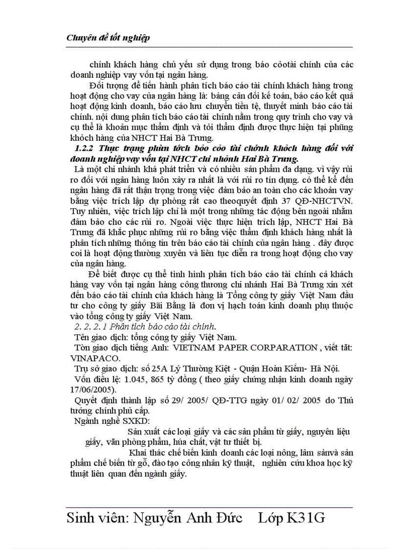 image for page Phân tích tài chính của doanh nghiệp thông qua các cáo tài chính của doanh nghiệp vay vốn tại ngân hàng tại ngân hàng Công Thương chi nhánh Hai Bà Trưng.