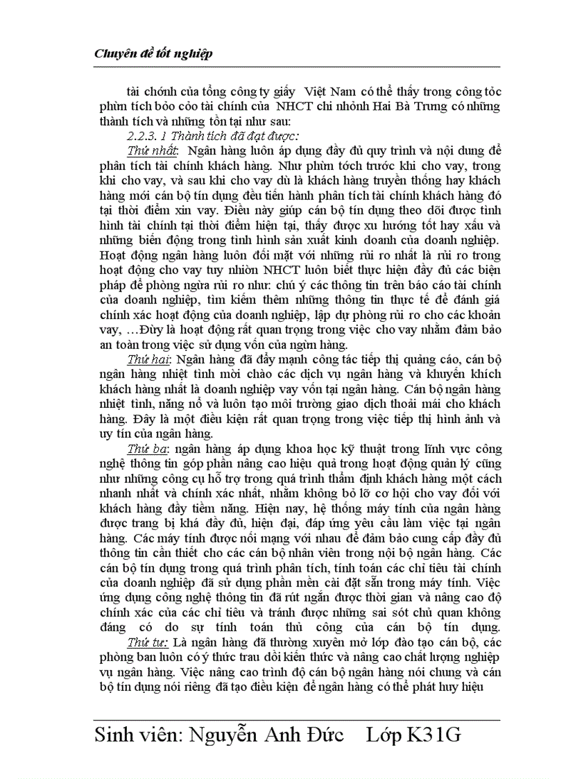 image for page Phân tích tài chính của doanh nghiệp thông qua các cáo tài chính của doanh nghiệp vay vốn tại ngân hàng tại ngân hàng Công Thương chi nhánh Hai Bà Trưng.