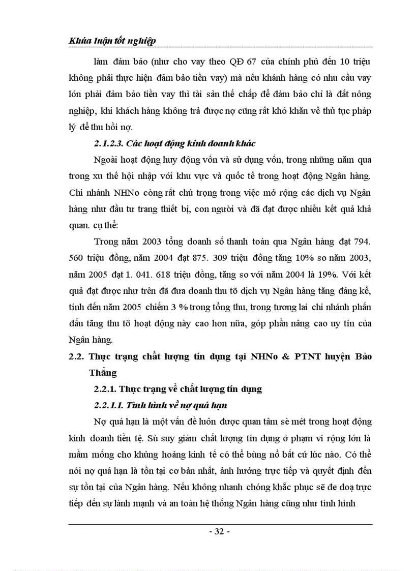 image for page Giải pháp nâng cao chất lượng tín dụng tại Ngân hàng nông nghiệp huyện Bảo Thắng tỉnh Lào Cai