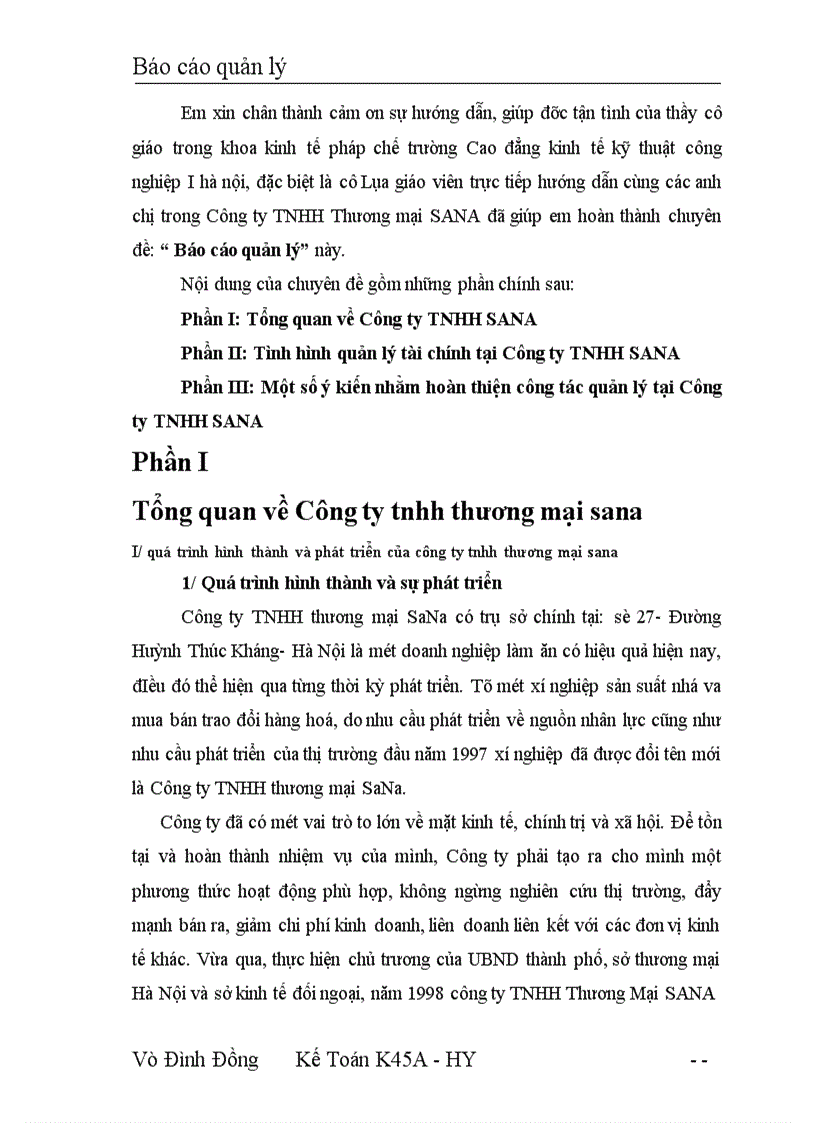 image for page Báo cáo quản lý Công ty TNHH SANA