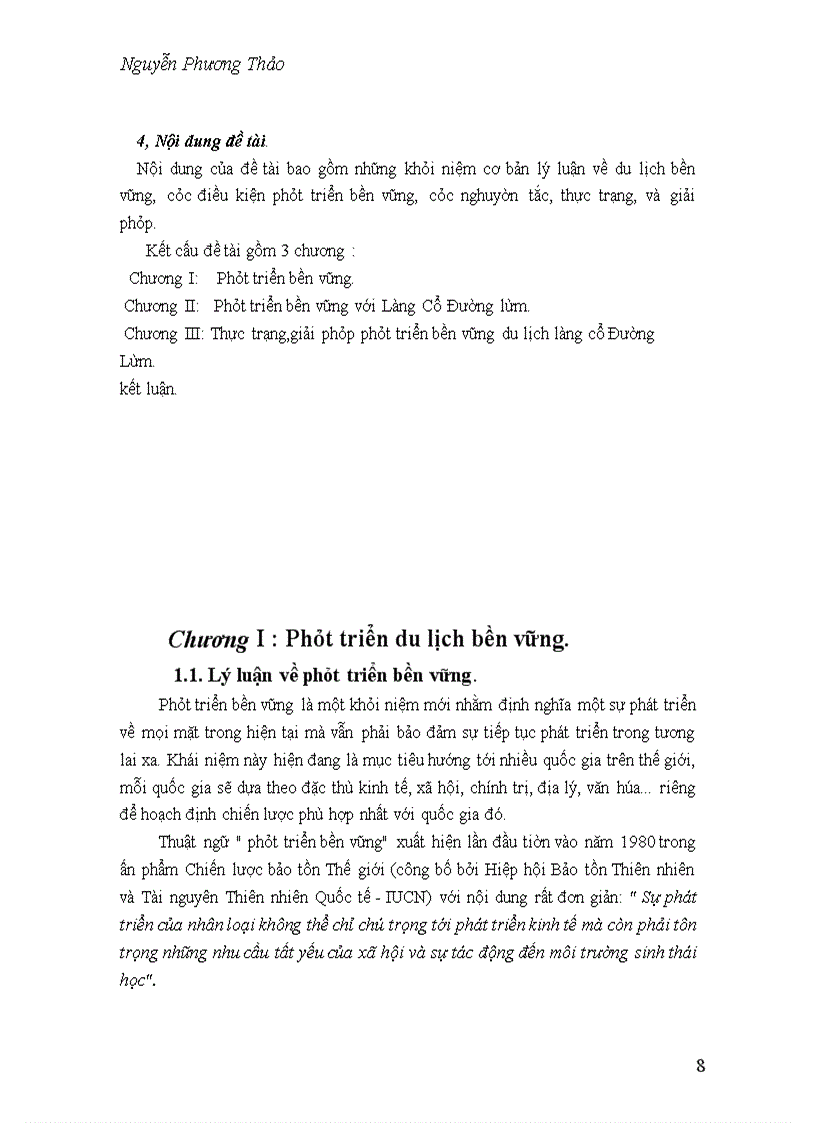 Thực trạng,giải pháp phát triển bền vững du lịch làng cổ Đường Lâm.