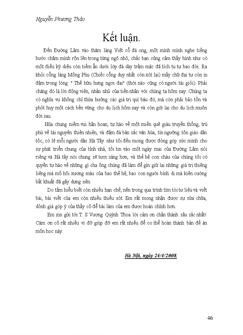 image for page Thực trạng,giải pháp phát triển bền vững du lịch làng cổ Đường Lâm.