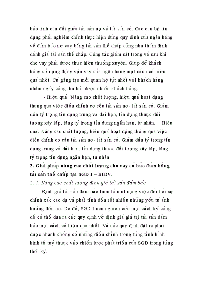 image for page Nâng cao chất lượng cho vay có bảo đảm bằng tài sản thế chấp tại SGD I – BIDV