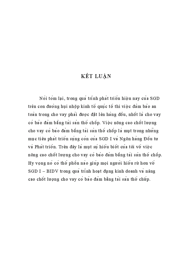 image for page Nâng cao chất lượng cho vay có bảo đảm bằng tài sản thế chấp tại SGD I – BIDV