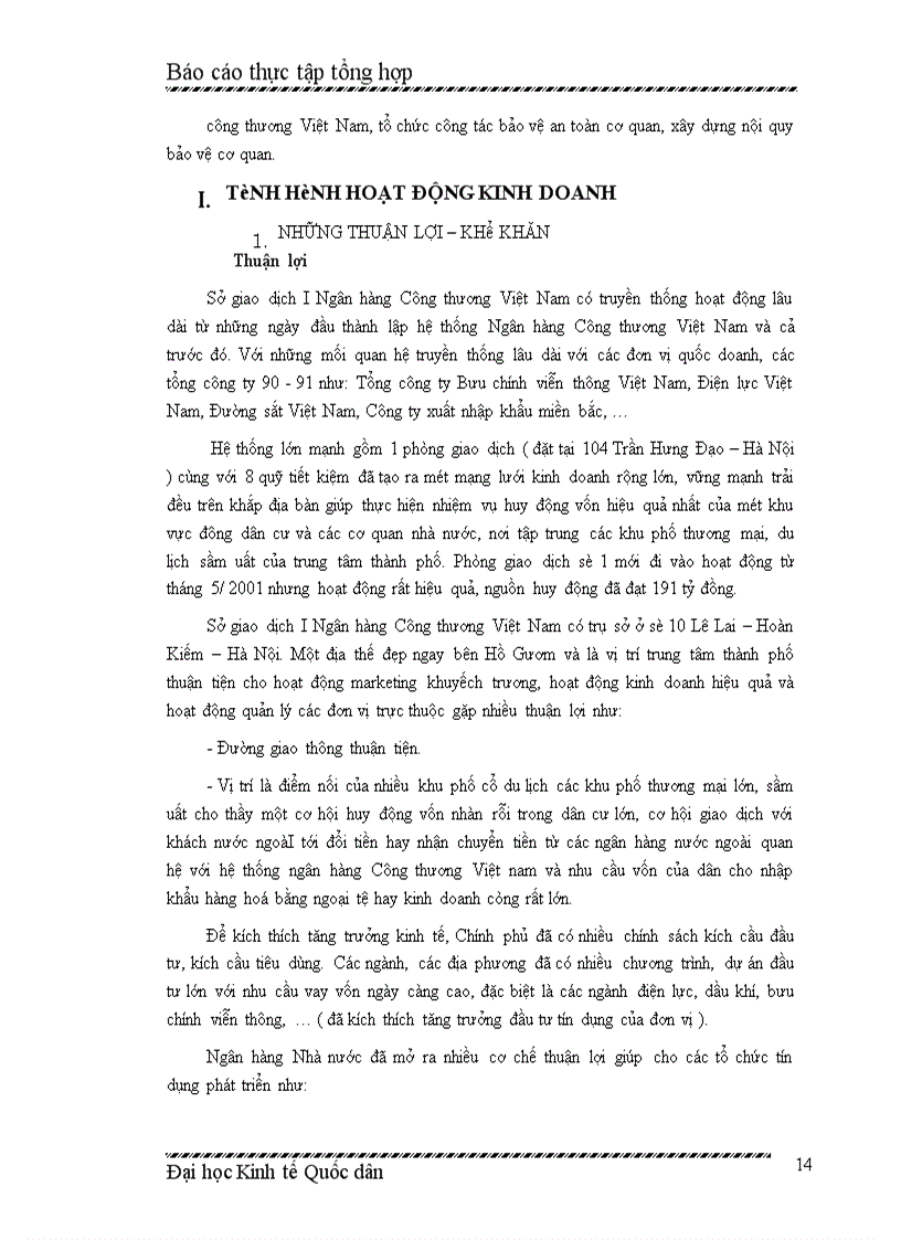 image for page Thực tập tổng hợp: Sở giao dịch I - Ngân hàng công thương Việt Nam