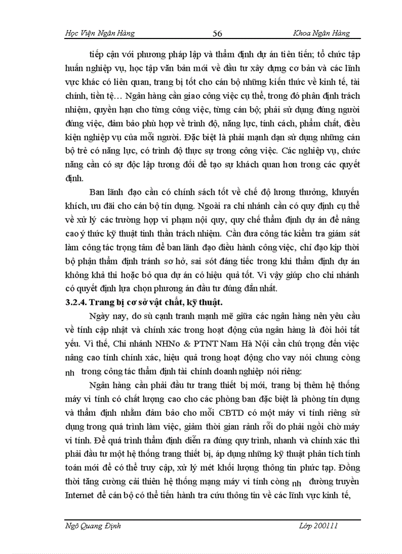 image for page Giải pháp nâng cao chất lượng thẩm định dự án đầu tư tại NHNo&PTNT Chi nhánh Nam Hà Nội
