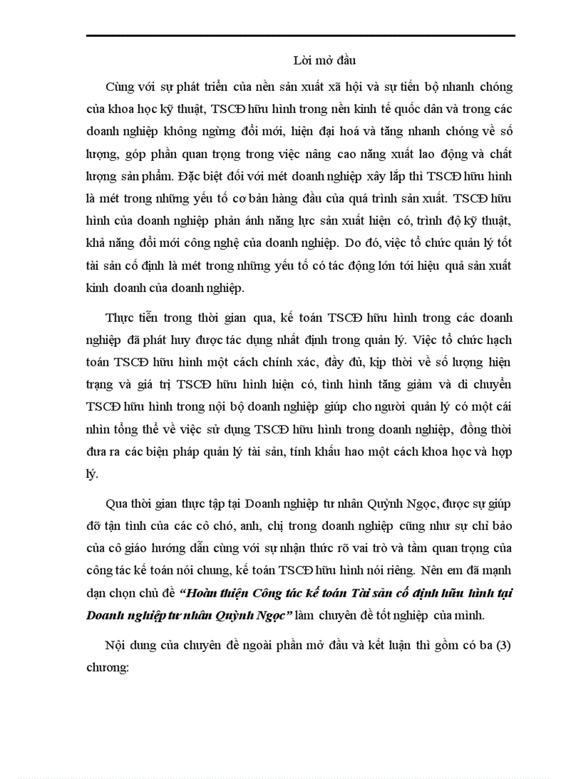 image for page Hoàn thiện kế toán TSCĐ hữu hình ở Doanh nghiệp tư nhân Quỳnh Ngọc.