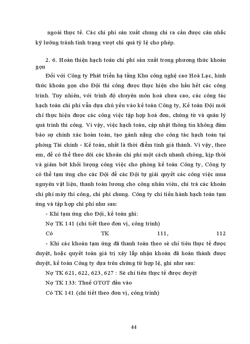 image for page Hoàn thiện kế toán chi phí sản xuất và tính giá thành sản phẩm xây lắp tại Công ty Phát triển hạ tầng Khu công nghệ cao Hoà Lạc