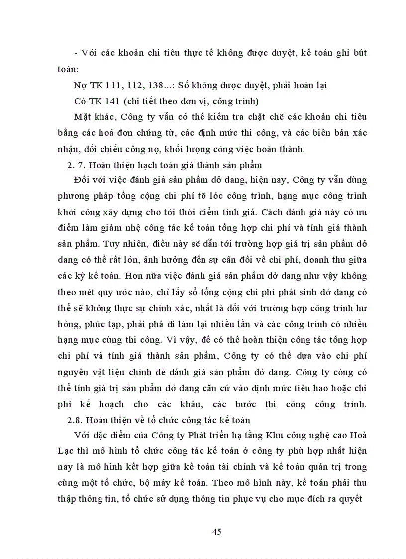 image for page Hoàn thiện kế toán chi phí sản xuất và tính giá thành sản phẩm xây lắp tại Công ty Phát triển hạ tầng Khu công nghệ cao Hoà Lạc
