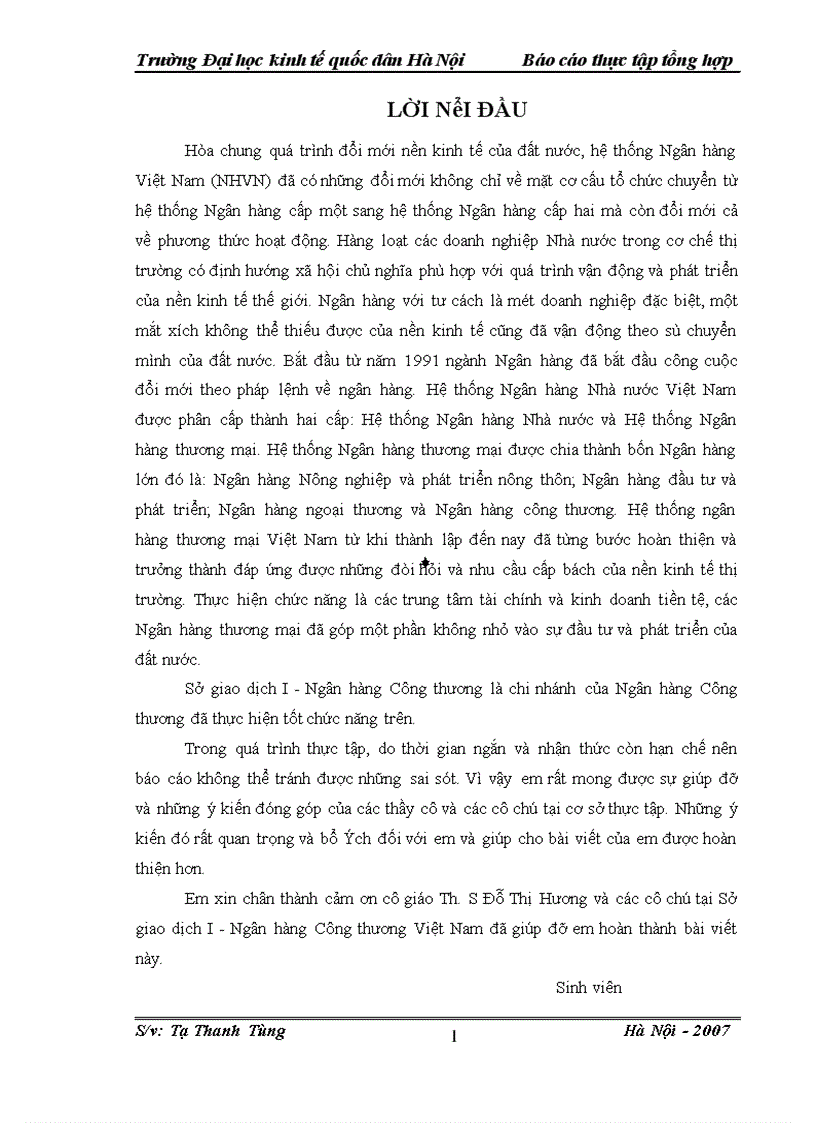 image for page Báo cáo thực tập tổng hợp tại Sở giao dịch I - Ngân hàng Công thương