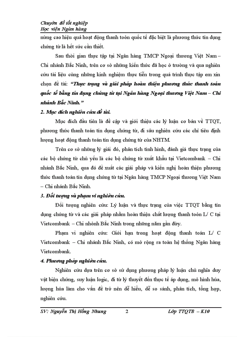 image for page Thực trạng và giải pháp hoàn thiện phương thức thanh toán quốc tế bằng tín dụng chứng từ tại Ngân hàng Ngoại thương Việt Nam – Chi nhánh Bắc Ninh.