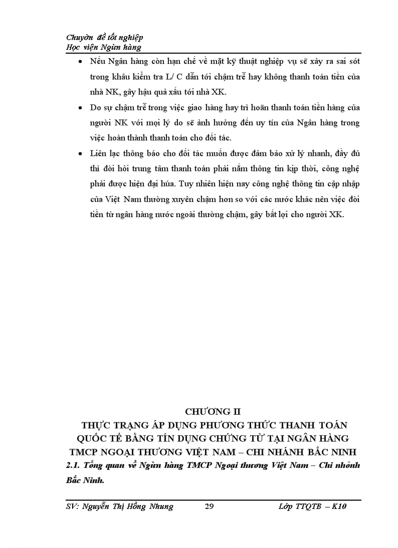 image for page Thực trạng và giải pháp hoàn thiện phương thức thanh toán quốc tế bằng tín dụng chứng từ tại Ngân hàng Ngoại thương Việt Nam – Chi nhánh Bắc Ninh.