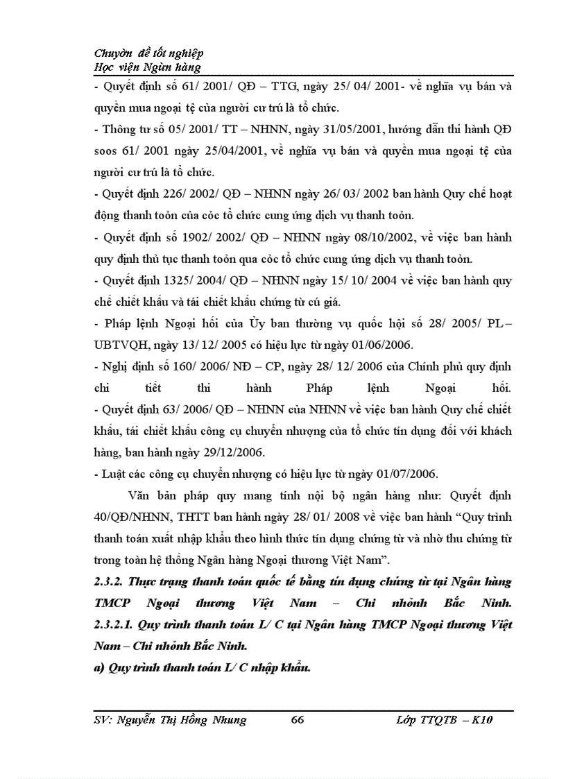 image for page Thực trạng và giải pháp hoàn thiện phương thức thanh toán quốc tế bằng tín dụng chứng từ tại Ngân hàng Ngoại thương Việt Nam – Chi nhánh Bắc Ninh.
