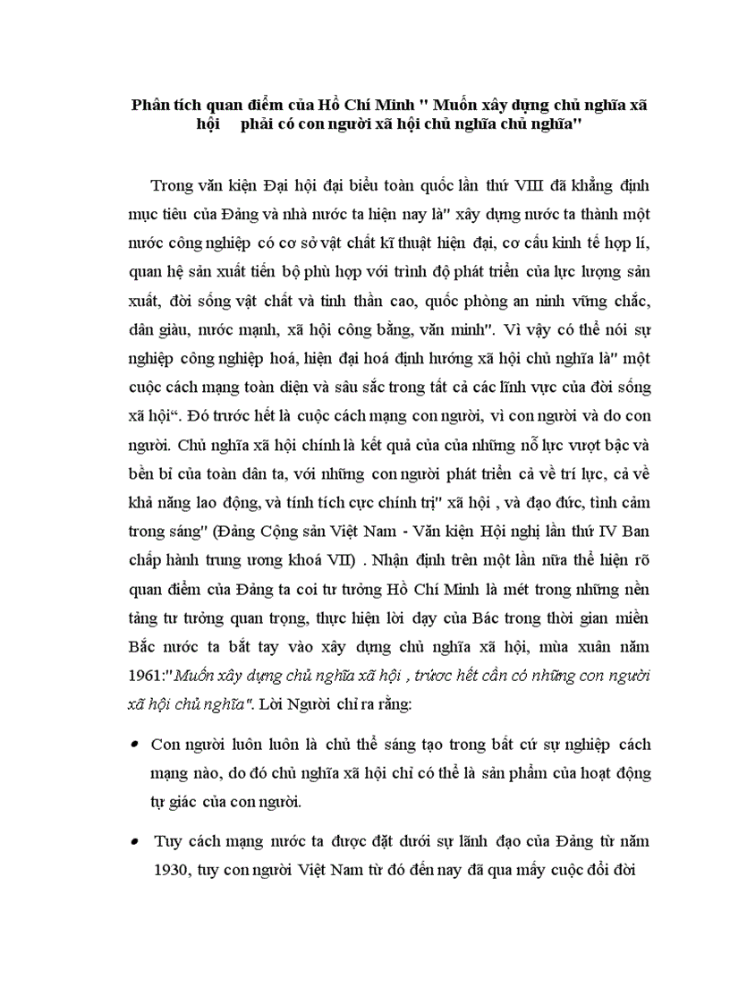 image for page Phân tích quan điểm của Hồ Chí Minh Muốn xây dựng chủ nghĩa xã hội phải có con người xã hội chủ nghĩa