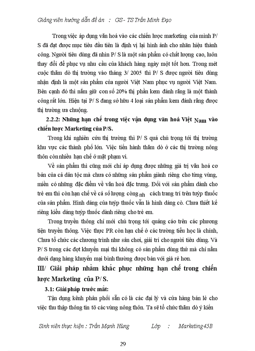 image for page Giải pháp nhằm khắc phục những hạn chế trong chiến lược Marketing của P/S.