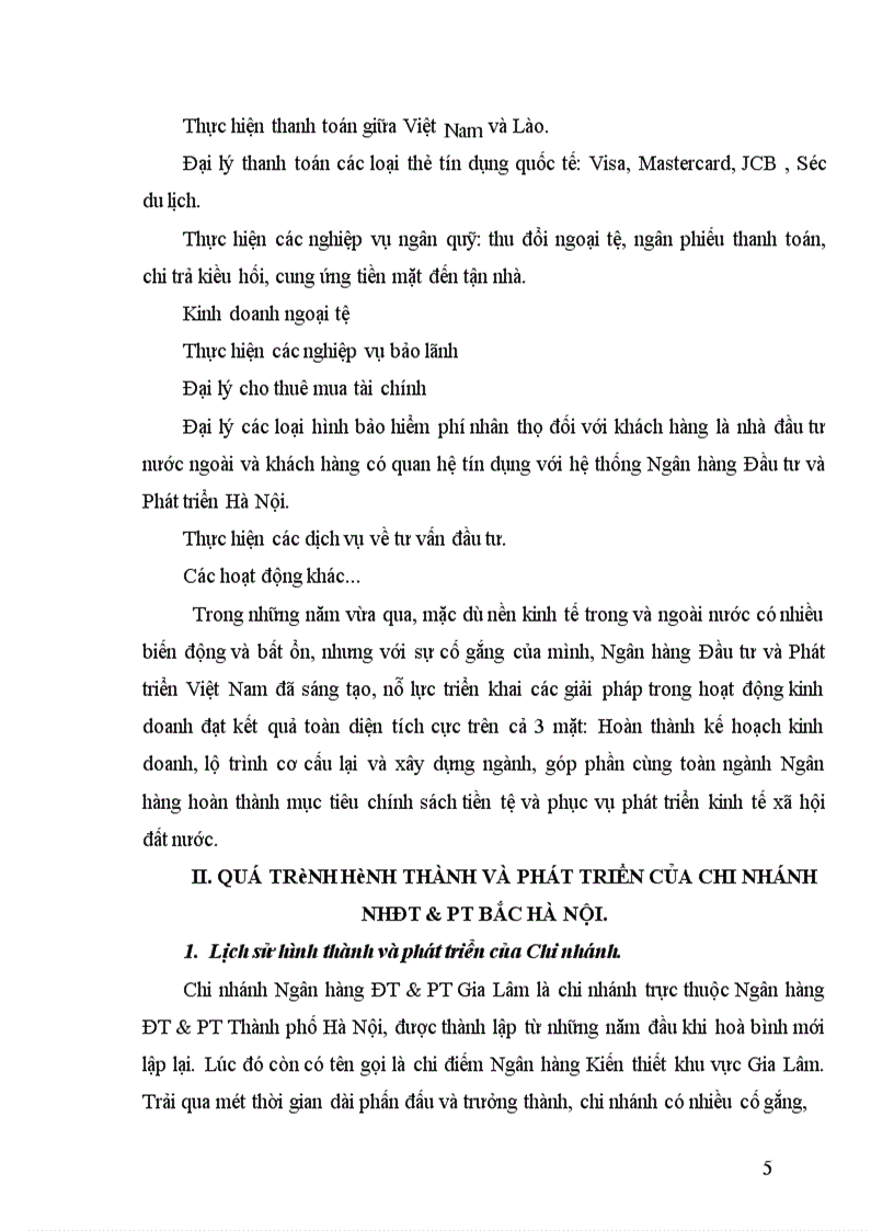 image for page Tình hình hoạt động kinh doanh của Chi nhánh Ngân hàng Đầu tư và Phát triển Bắc Hà Nội một số năm gần đây