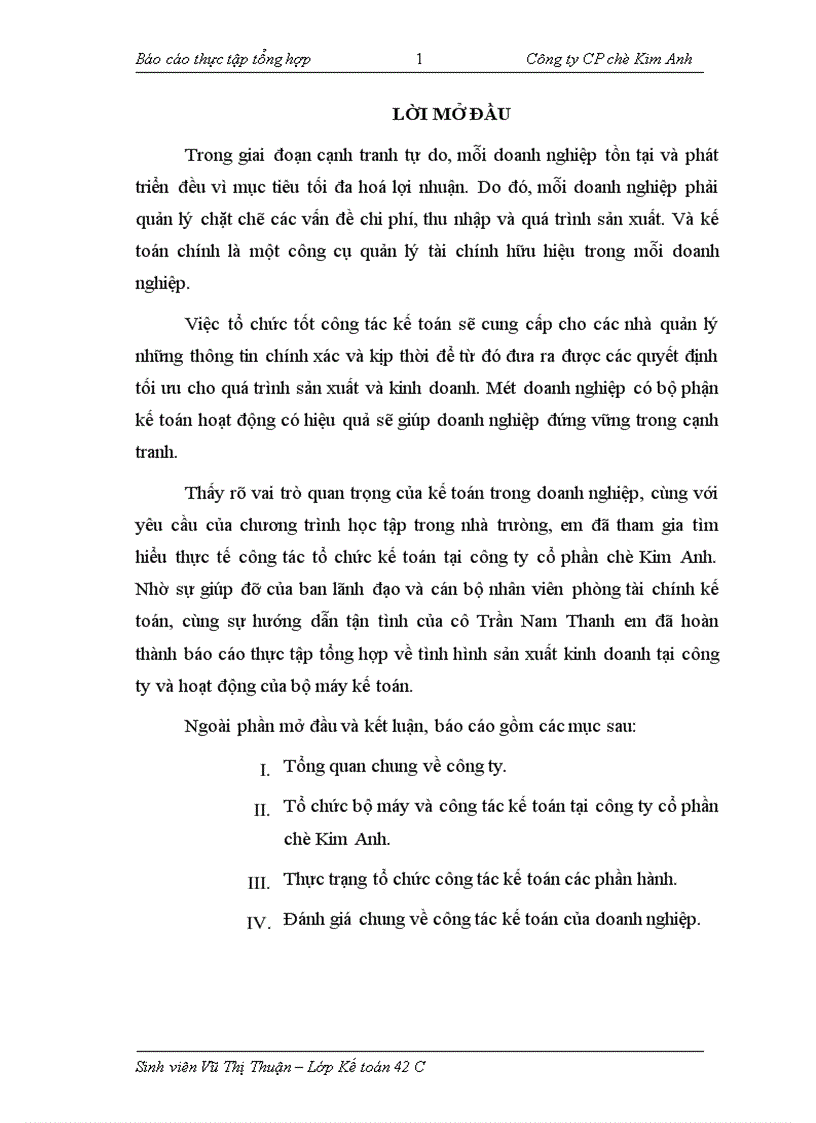 image for page Thực tập tổng hợp tại Công ty CP chè Kim Anh