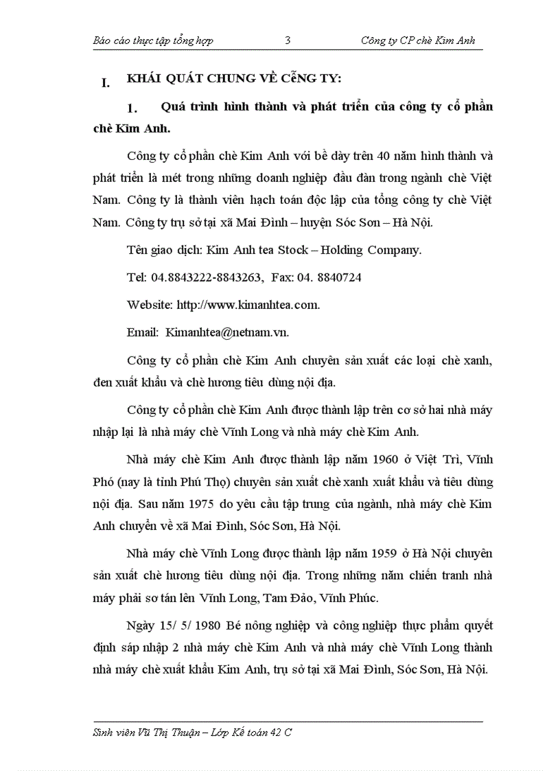 image for page Thực tập tổng hợp tại Công ty CP chè Kim Anh
