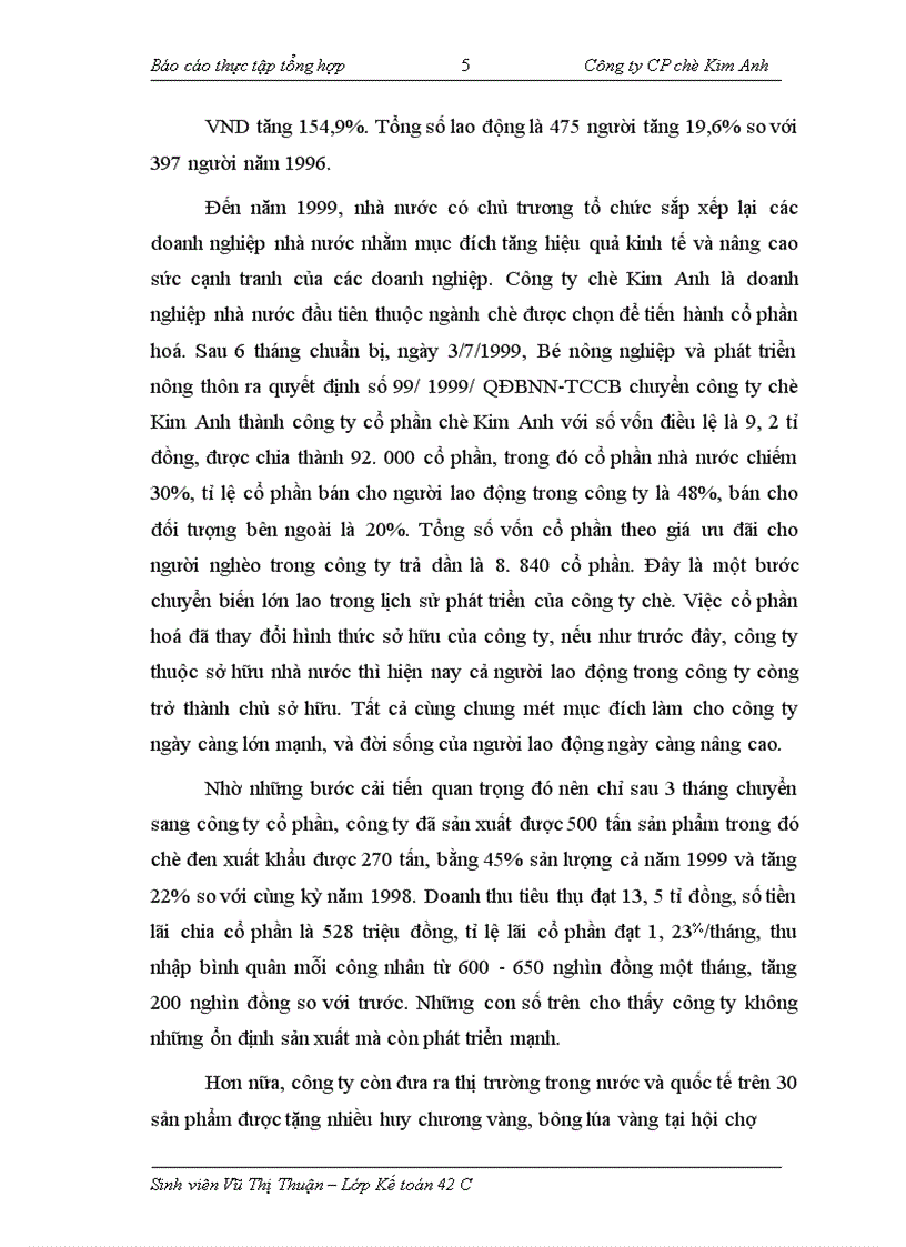 image for page Thực tập tổng hợp tại Công ty CP chè Kim Anh