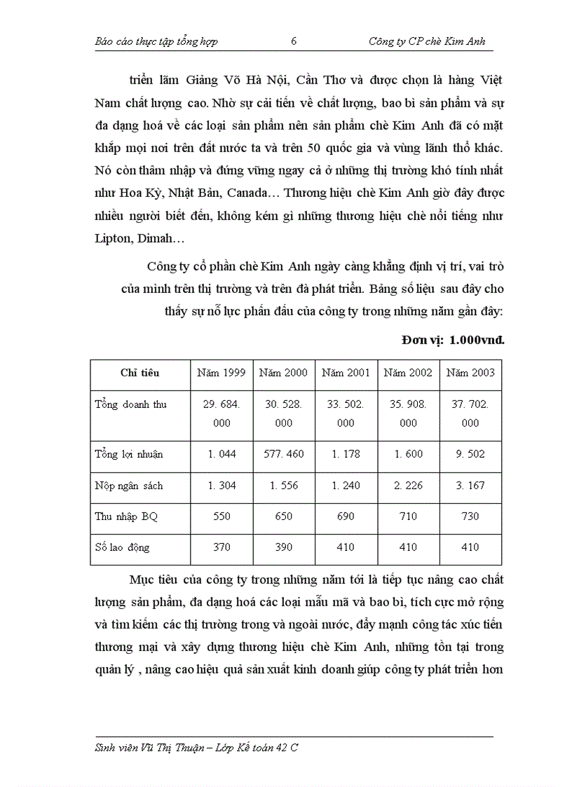 image for page Thực tập tổng hợp tại Công ty CP chè Kim Anh