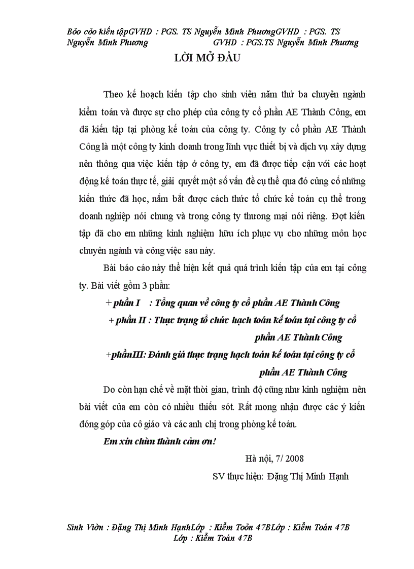 image for page Đánh giá thực trạng hạch toán kế toán tại công ty cổ phần AE Thành Công