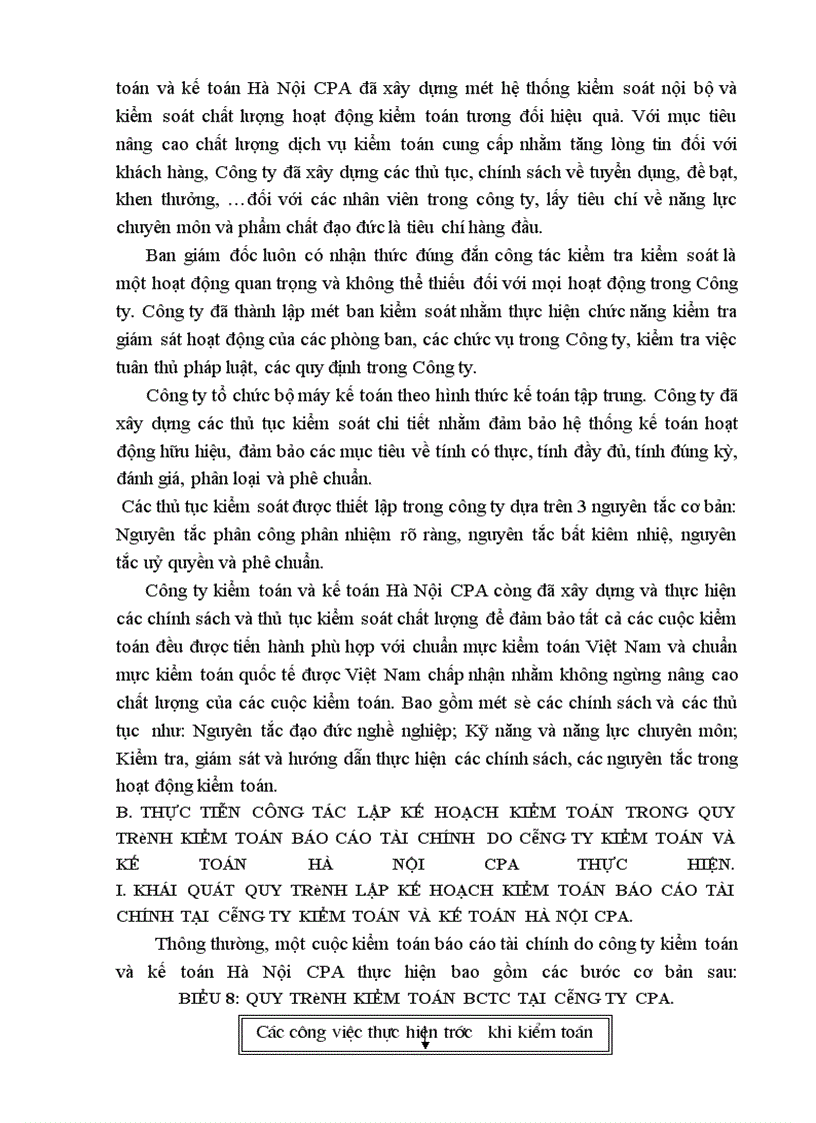 image for page Lập kế hoạch kiểm toán trong quy trình kiểm toán Báo cáo tài chính do Công ty kiểm toán và kế toán Hà Nội CPA thực hiện