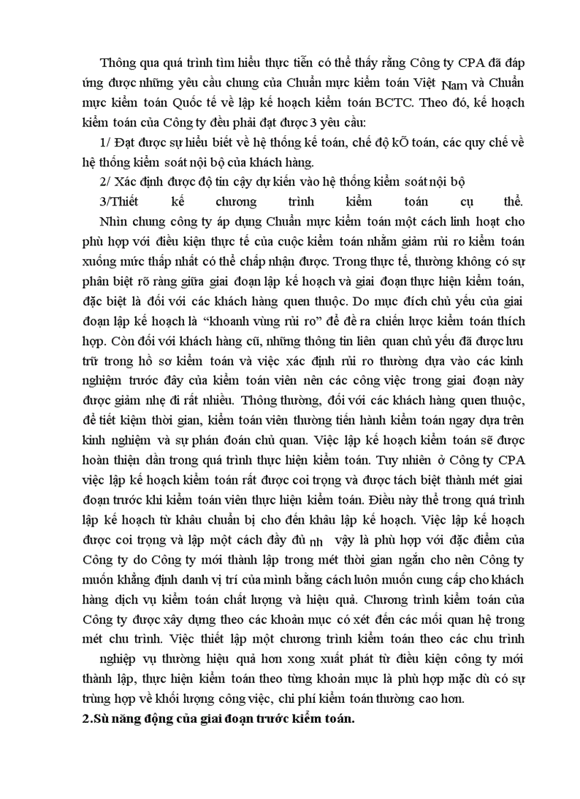 image for page Lập kế hoạch kiểm toán trong quy trình kiểm toán Báo cáo tài chính do Công ty kiểm toán và kế toán Hà Nội CPA thực hiện