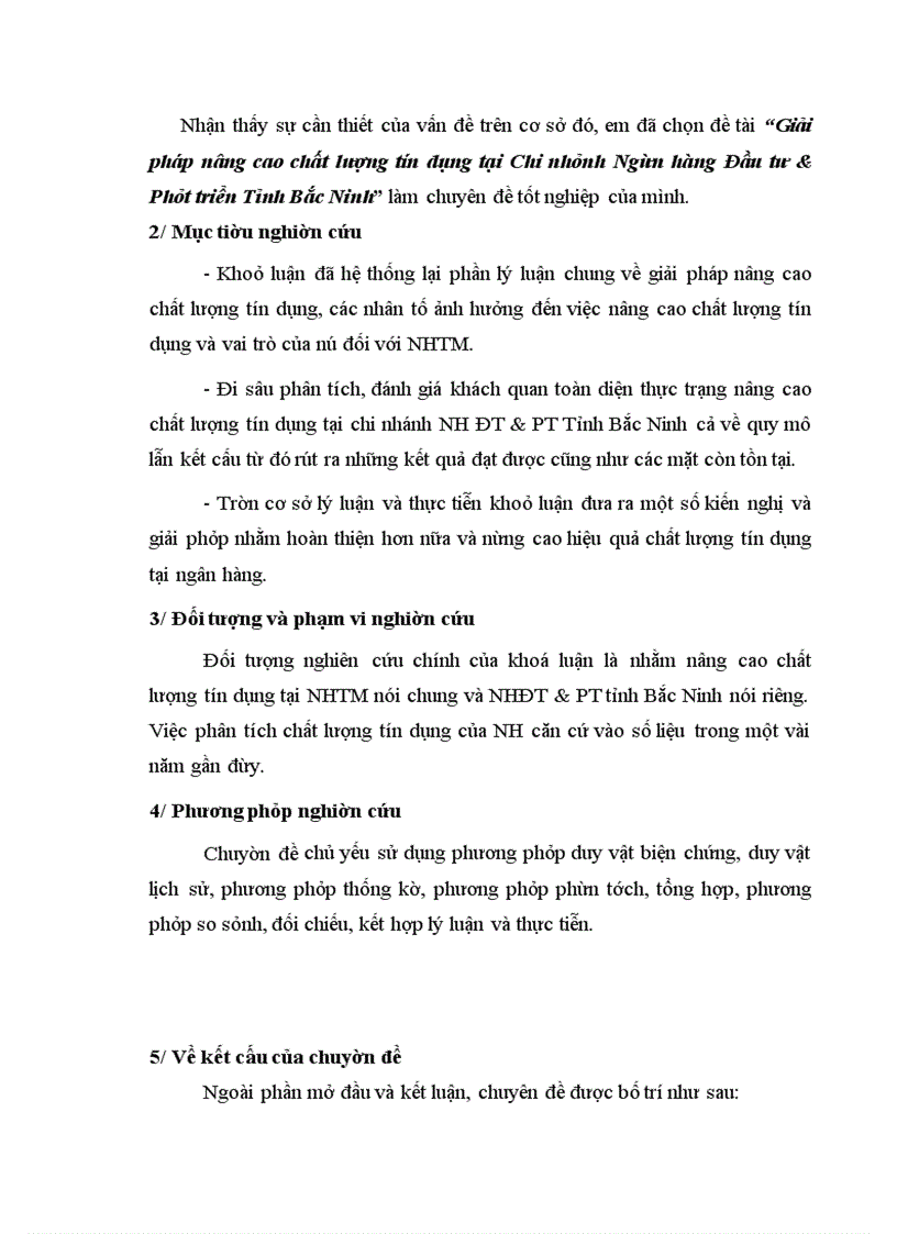 image for page Giải pháp nâng cao chất lượng tín dụng tại Chi nhánh Ngân hàng Đầu tư & Phát triển Tỉnh Bắc Ninh