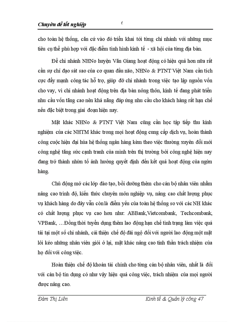 image for page Giải pháp nâng cao chất lượng tín dụng ngân hàng cho phát triển nông nghiệp trên địa bàn của NHNo&PTNT huyện Văn Giang