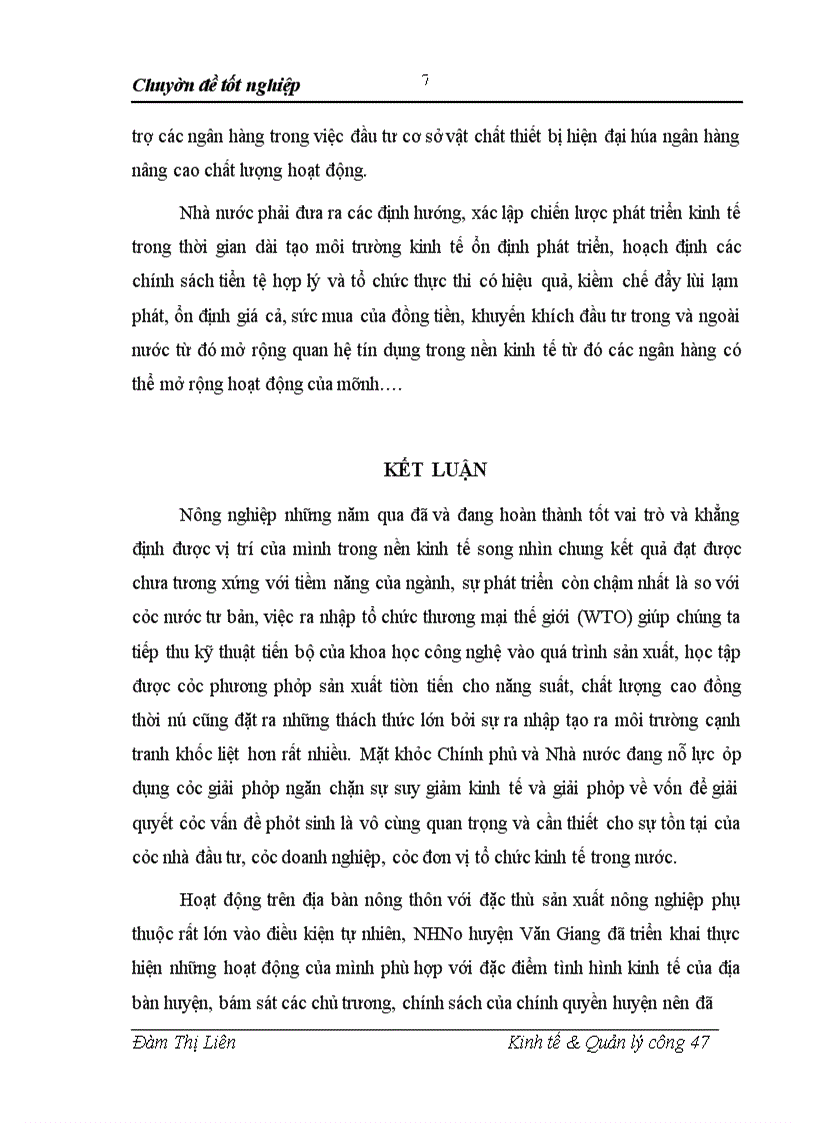 image for page Giải pháp nâng cao chất lượng tín dụng ngân hàng cho phát triển nông nghiệp trên địa bàn của NHNo&PTNT huyện Văn Giang