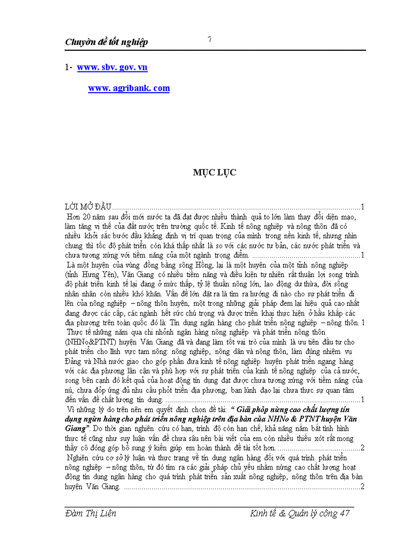 image for page Giải pháp nâng cao chất lượng tín dụng ngân hàng cho phát triển nông nghiệp trên địa bàn của NHNo&PTNT huyện Văn Giang